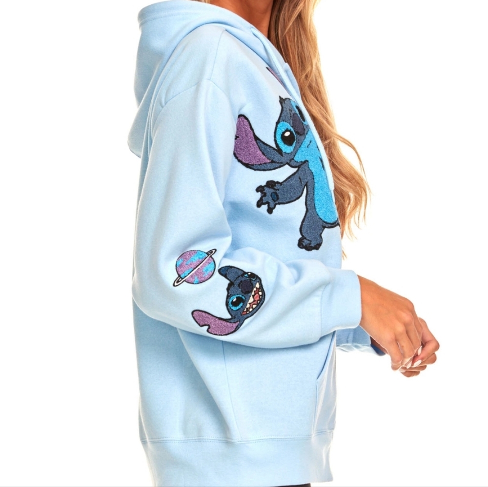 STITCH Disney full zip sweatshirt, hoodie, blue, large - Picture 6 of 16